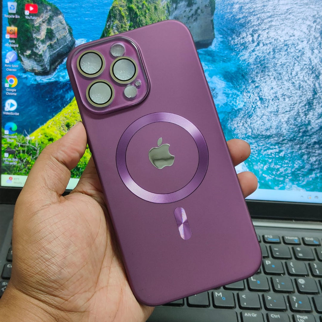 Ultra Thin Matte Magnetic Camera Lens Protector Wireless Charge Case for iPhone