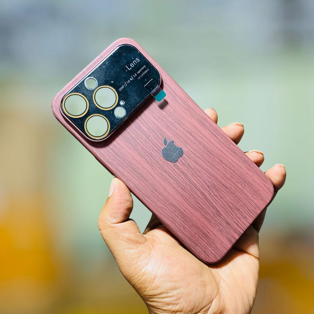 Wooden colour Case with Lens Protection for iPhone