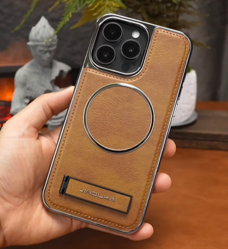 Jinduka Premium PU Leather Magsafe Supported Kickstand Hard Case For iPhone